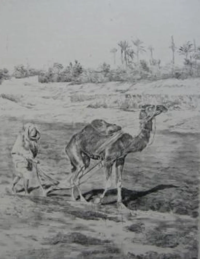 Lithograph Lunois - Laboureur du Kef