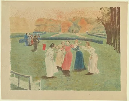 Lithograph Lunois - Le colin-maillard (Blind Man's Bluff)