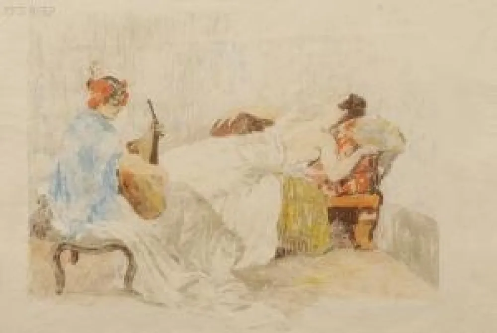 Lithograph Lunois - Le repos des danseuses