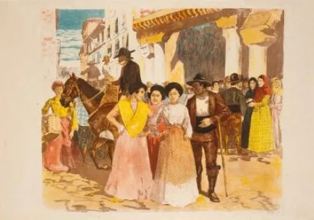 Lithograph Lunois - Une rue à Burgos