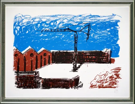 Screenprint Lüpertz - Forumsmauern (Baukran)