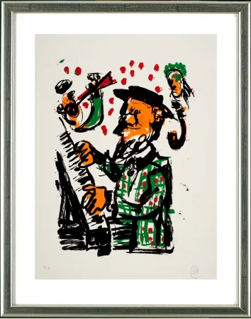 Screenprint Lüpertz - O.T. (Jazzmusiker am Piano)