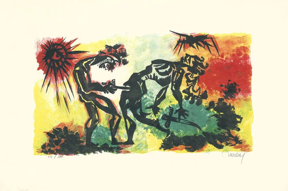 Lithograph Lurcat - Combat