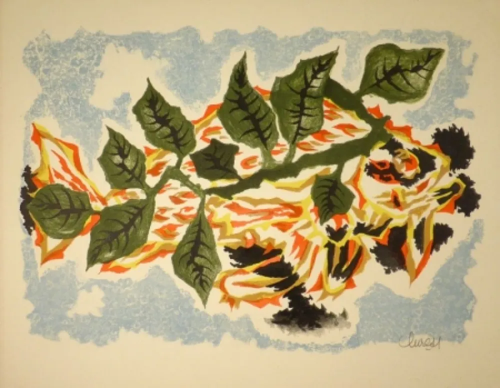 Lithograph Lurcat - Poisson feuillage