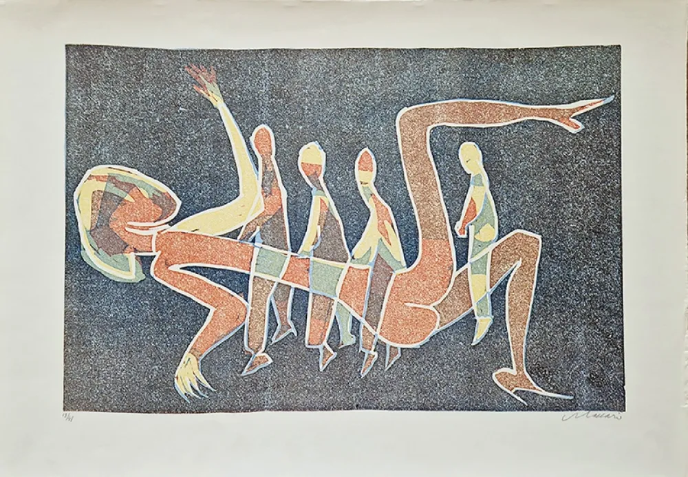 Linocut Maccari - Composizione