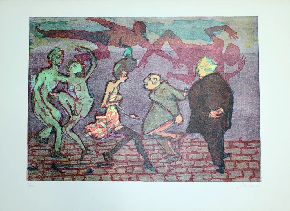 Linocut Maccari - Il ballo