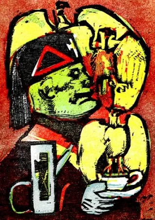 Illustrated Book Maccari - Lunch at Mussolini