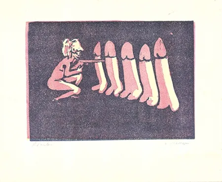 Lithograph Maccari - Untitled
