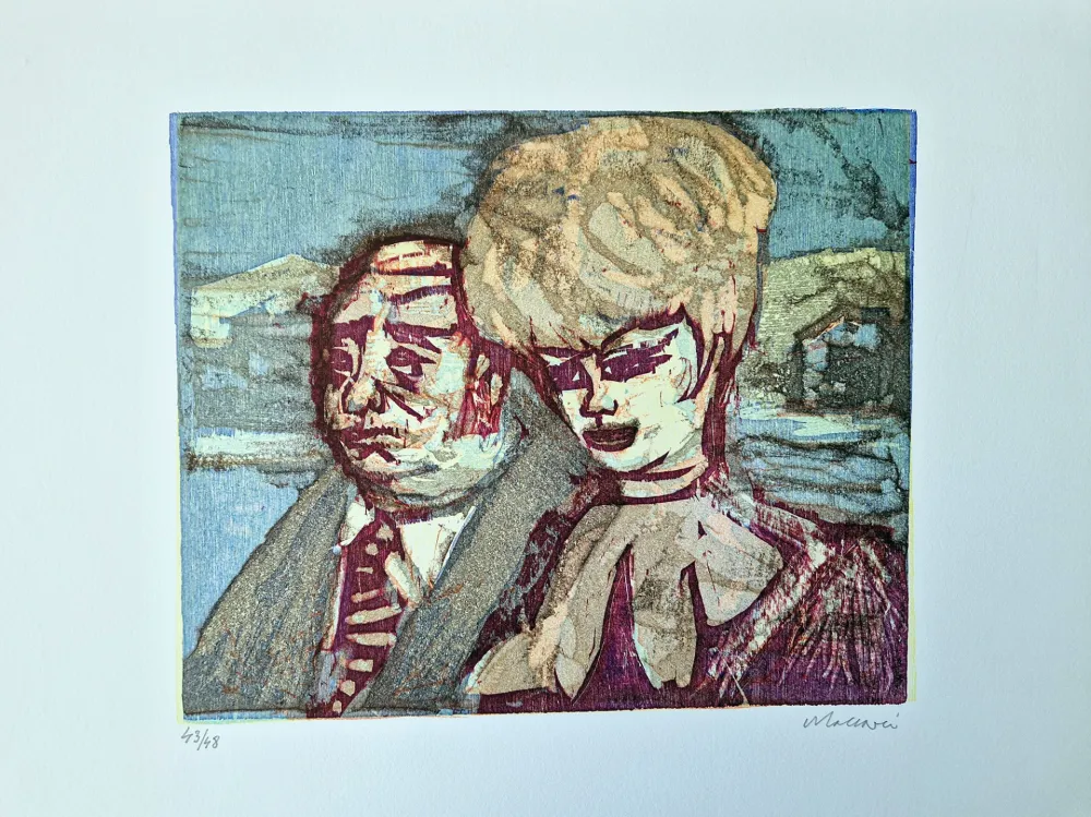 Woodcut Maccari - Vivo di volata II