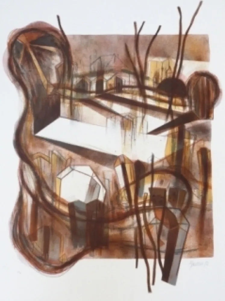 Lithograph Macotela - Ciudad y sombras