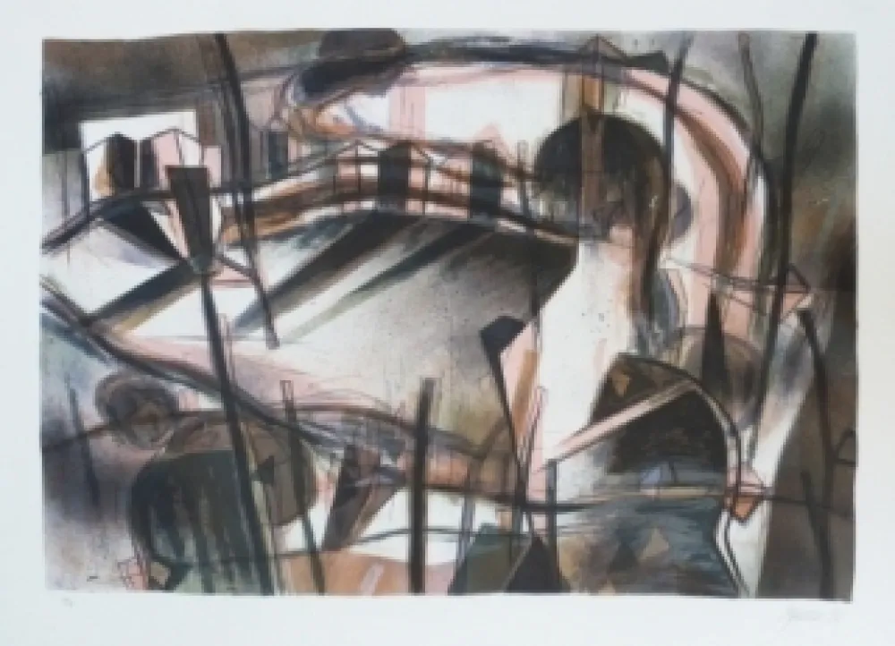 Lithograph Macotela - Paseo interior