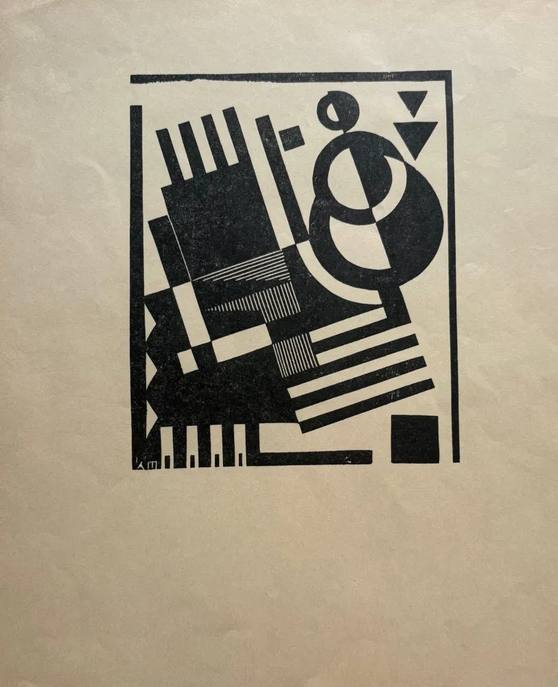 Linocut Maes - Composition 10 (proof for Belgian periodical 
