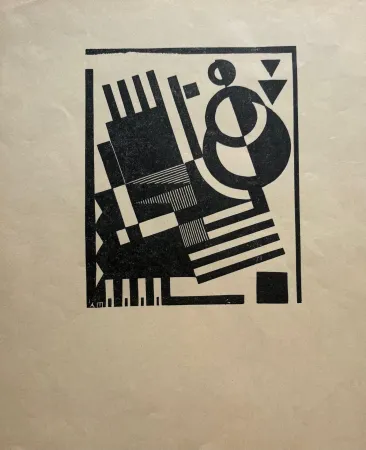 Linocut Maes - Composition 10 (proof for Belgian periodical 