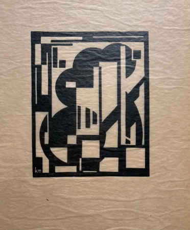 Linocut Maes - Untitled (abstract composition)