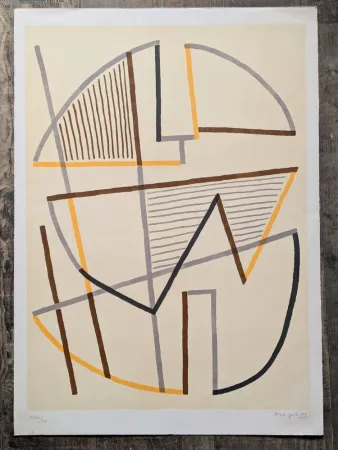 Lithograph Magnelli - Alberto Magnelli, Donna Seduta, Hand-Signed Lithograph in 7 colors,