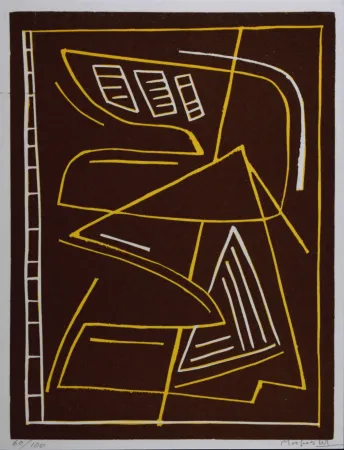 Linocut Magnelli - Composition, 1967 - Hand-signed!