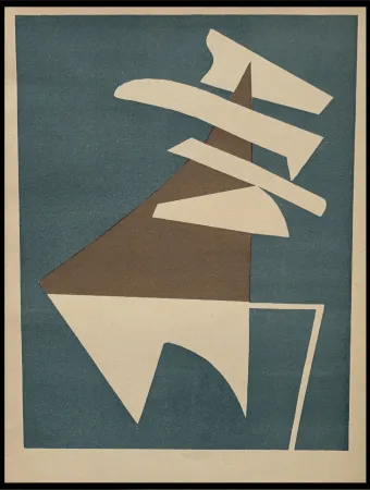 Lithograph Magnelli - Composition sur fond bleu 