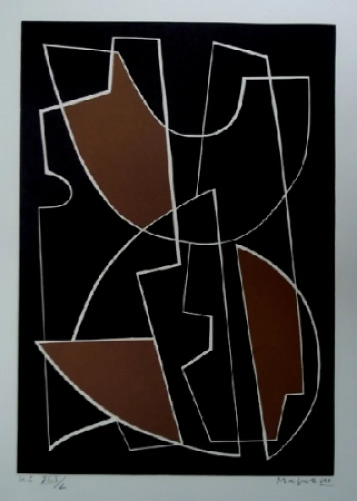 Linocut Magnelli - La Magnanerie de la Ferrage 1