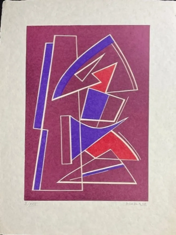 Linocut Magnelli - La Magnanerie de La Ferrage IV