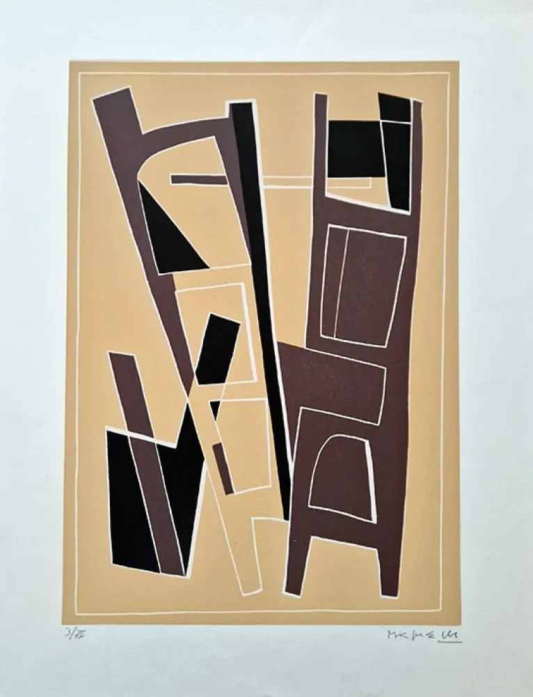 Linocut Magnelli - La Magnanerie de La Ferrage VI