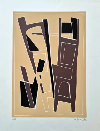 Linocut Magnelli - La Magnanerie de La Ferrage VI