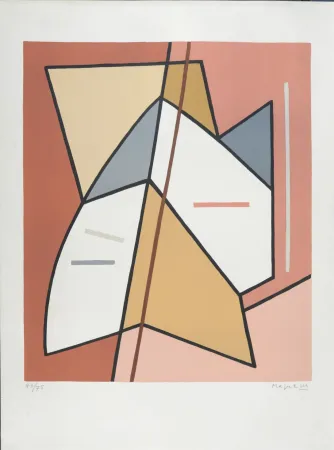 Lithograph Magnelli - Sans titre F, 1970 - Hand-signed!