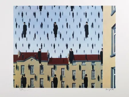 Lithograph Magritte - Golconde
