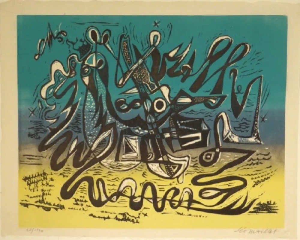 Linocut Maillet - Tanz einer Najade / Danse d’une Naïade