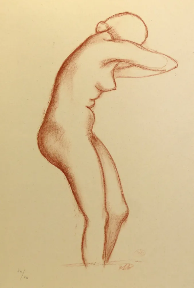 Lithograph Maillol - Aristide Maillol (1861 -1944). Femme nue debout. 1935. Lithographie signée.