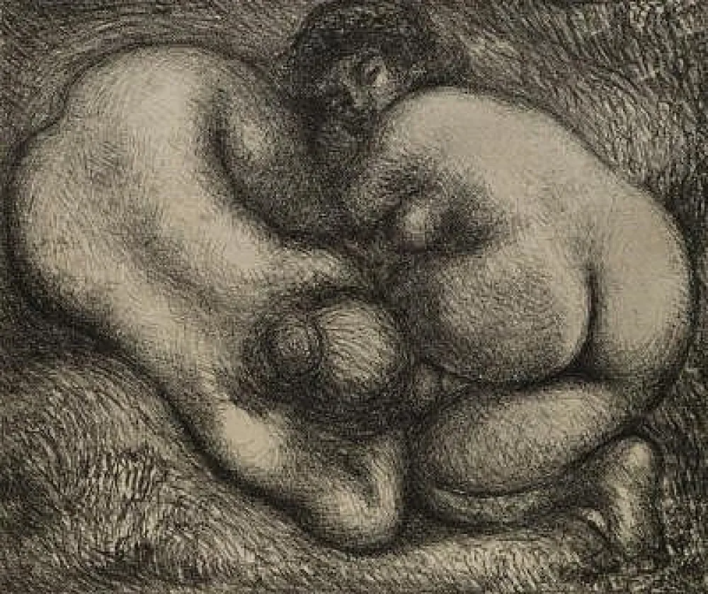 Lithograph Maillol - Deux femmes dans l’herbe.