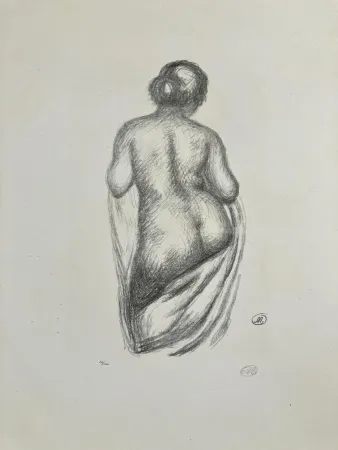 Lithograph Maillol - Femme de dos drapée. 1926.