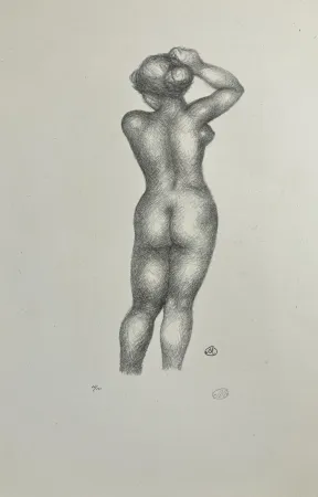 Lithograph Maillol - Nu de dos, bras levé. 1925.