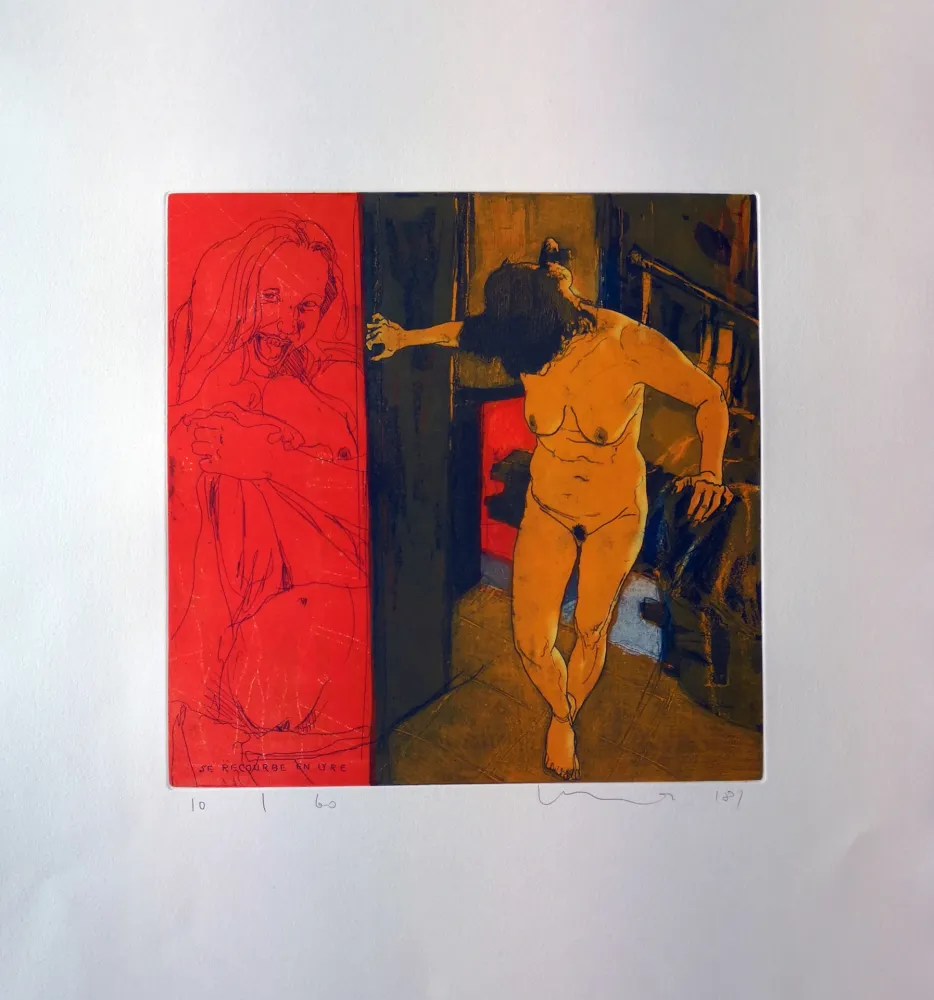 Etching And Aquatint Mair - Se recourbe en Lyre