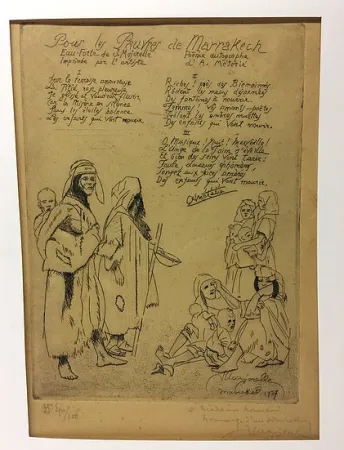 Engraving Majorelle - Pour les pauvres de Marrakech. 