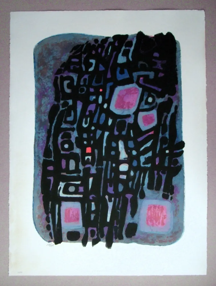 Lithograph Manessier - Á l'obscur