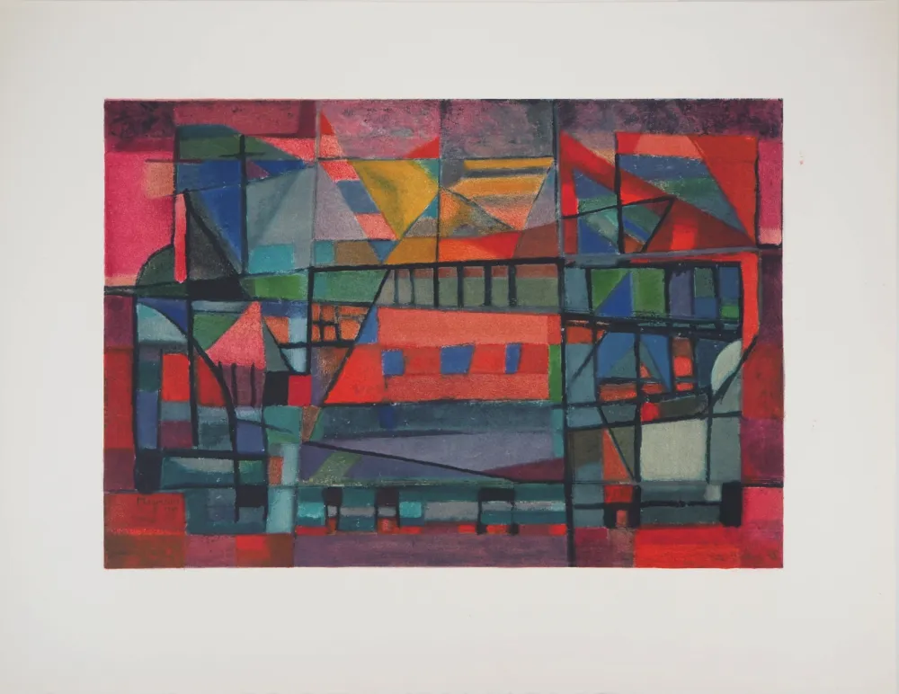 Lithograph Manessier - Construction de l'arche