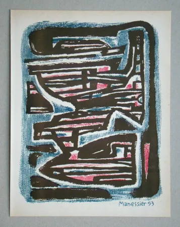 Lithograph Manessier - Formes et Transparance