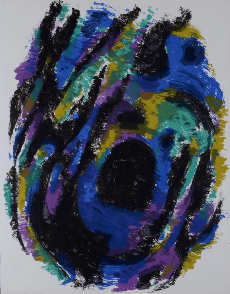 Lithograph Manessier - Le Nid, Petite tache noire