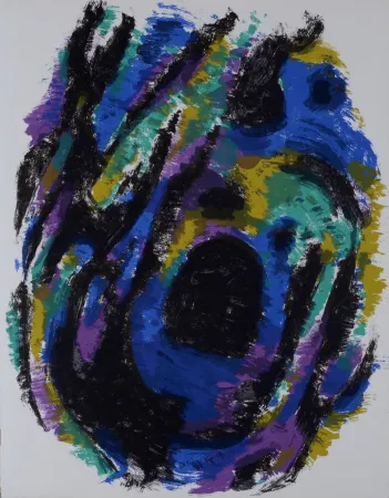 Lithograph Manessier - Le Nid, Petite tache noire