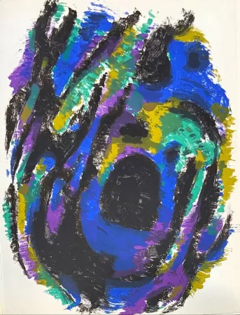 Lithograph Manessier - Le Nid. Petite tache noire n°1