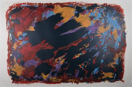 Lithograph Manessier - Le procès de Burgos II