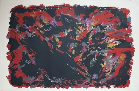 Lithograph Manessier - Le procès de Burgos II