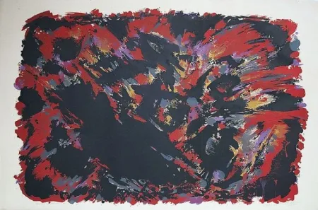 Lithograph Manessier - Le procès de Burgos II