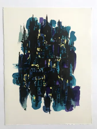 Lithograph Manessier - L'enfant dans la cité des ombres VI : La Montagne Sainte-Geneviève