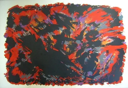 Lithograph Manessier - Procès de Burgos II