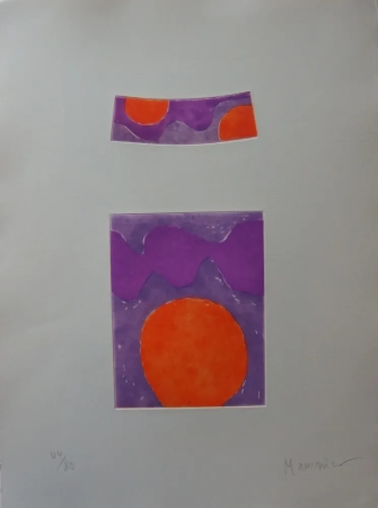 Etching And Aquatint Manessier - Soleils oranges