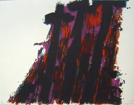 Lithograph Manessier - Suite de Paques IX, Les Trois Croix