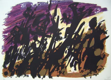 Lithograph Manessier - Suite de Paques VIII, La Croix blanche