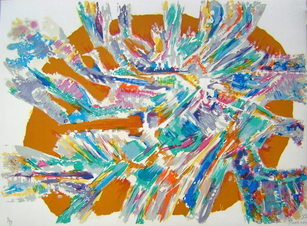 Lithograph Manessier - Suite de Paques XV, L'Apparitition de Jésus af Marie de Magdala