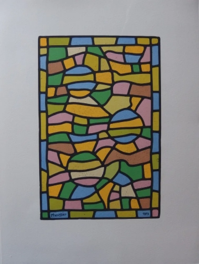 Lithograph Manessier - Vitrail